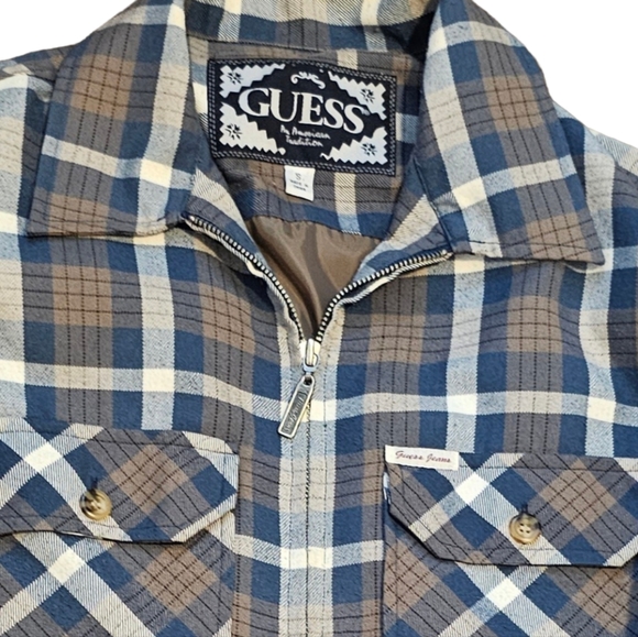 Guess Jeans Men's Vintage Plaid Zip Front Jacket Size Small - Picture 3 of 5